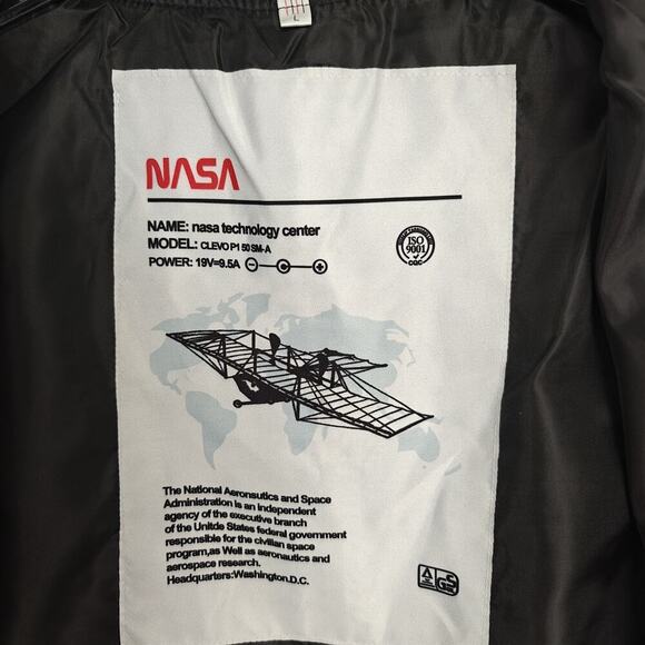 NASA Bomber Jacket Mens Large Black Windbreaker Full Zip USA Patch Halloween - Picture 8 of 11